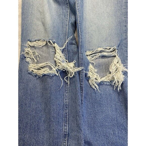 Free People Jeans Women's 25 Mid Rise Straight Leg Denim Distressed Button Fly - Picture 8 of 11